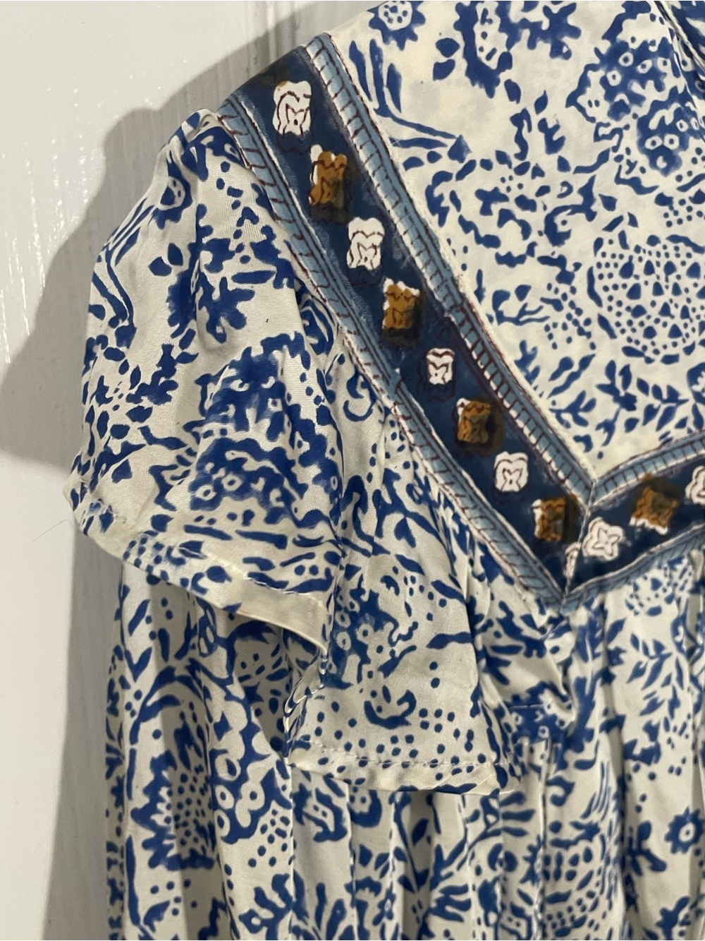 Clara The Label Blouse Shirt Top Size XS XSmall Cotton Ruffle Floral Preppy - Picture 10 of 11